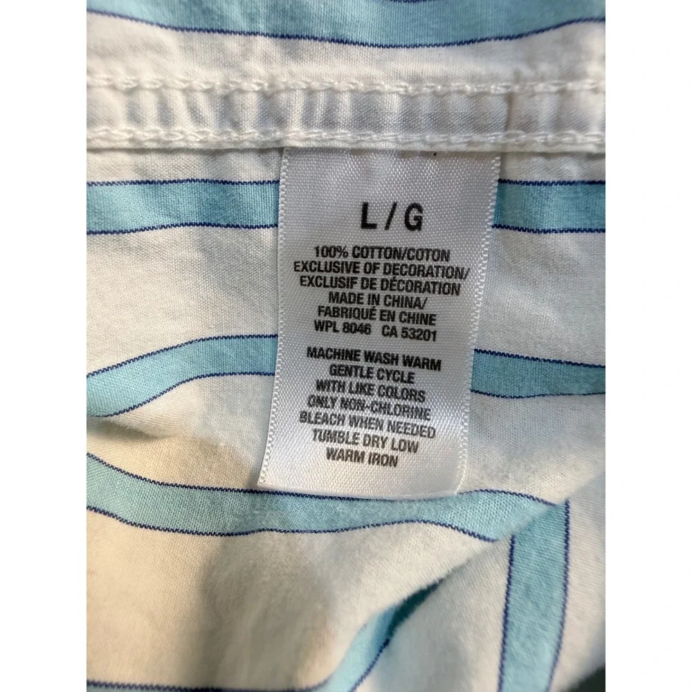 Aeropostale Mens Long Sleeve Button Down Shirt Blue White Striped Large A87 Logo - Picture 4 of 5